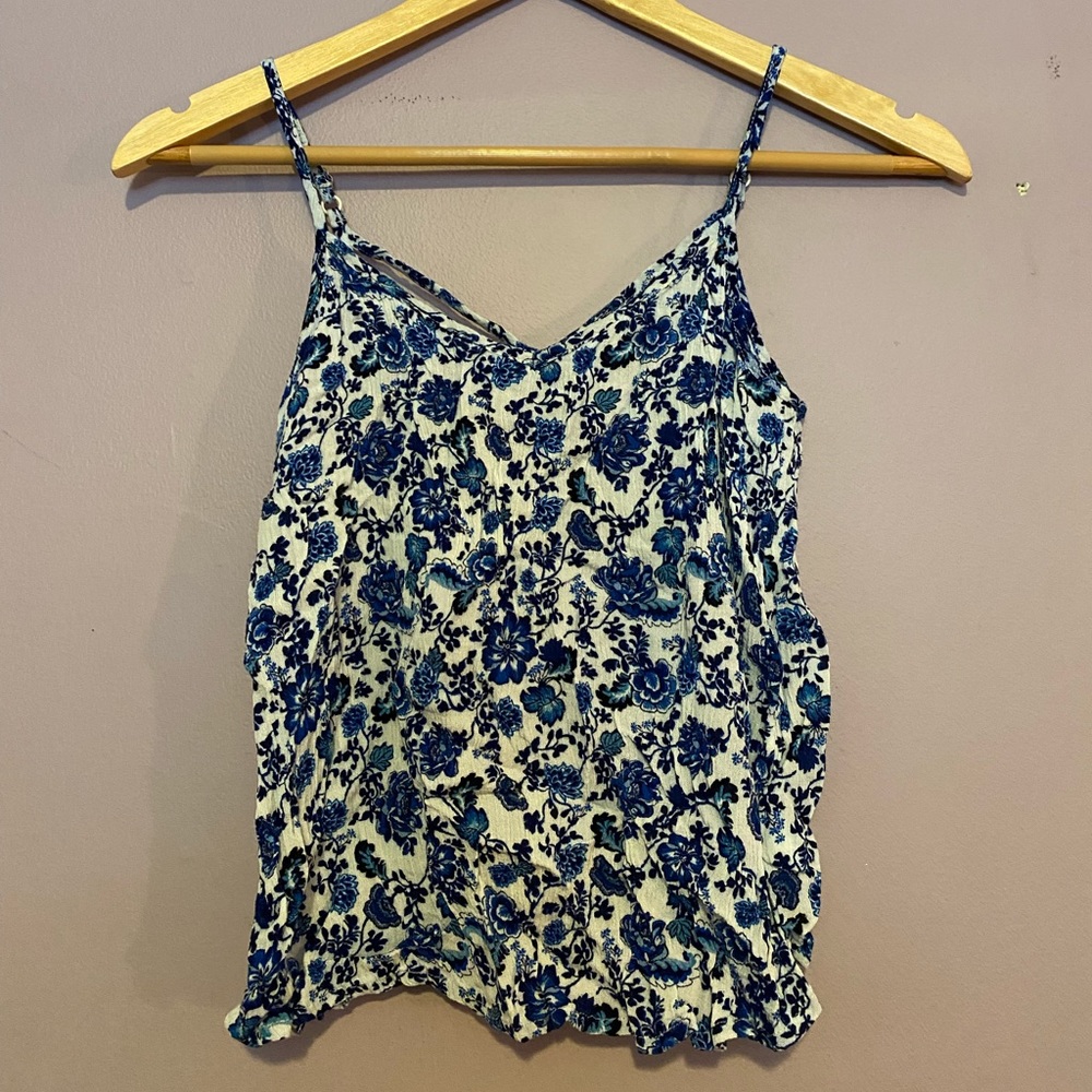 H&M Women’s S Blue Floral Tank Top